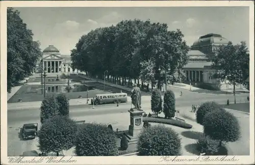 Wiesbaden Hessisches Staatstheater, Kurhaus, vorbeifahrender Bus 1934 V2