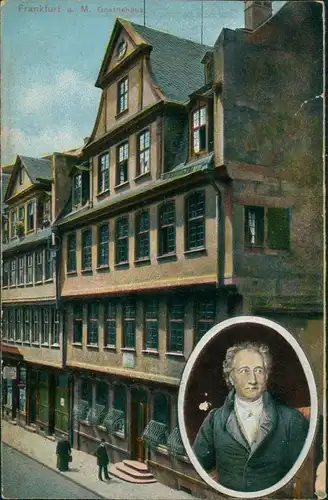 Ansichtskarte Frankfurt am Main Goethehaus und Goethe 1913