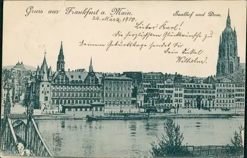 Ansichtskarte Frankfurt am Main Stadt, Saalhof, Anleger 1900