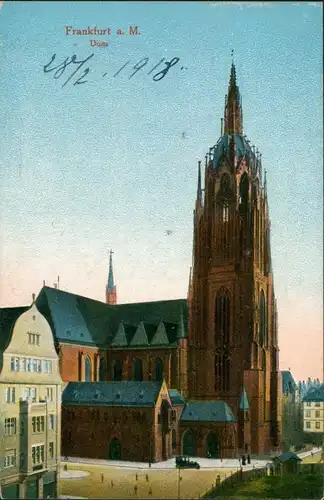 Ansichtskarte Frankfurt am Main Dom - Straßenpartie 1918