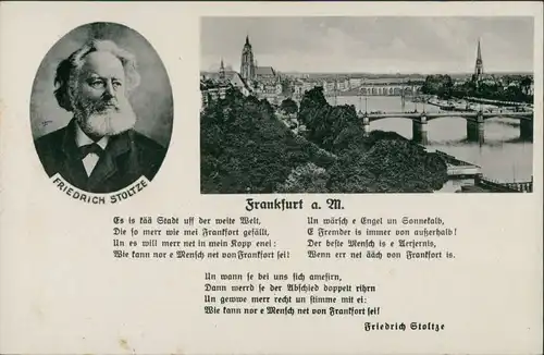 Ansichtskarte Frankfurt am Main Stadt und Friedrich Stoltze 1922