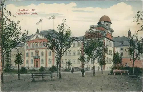 Frankfurt am Main Partie am Physikalischer Verein, Gebäude mit Flaggen 1913