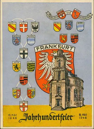 Frankfurt am Main Jahrhundertfeier Nationalversammlung Bizone Sonderstempel 1948