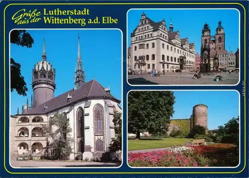 Ansichtskarte Lutherstadt Wittenberg Kirche, Markt, Burgturm 1997
