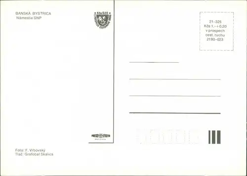 Postcard Neusohl Banská Bystrica Námestie SNP/Marktplatz 1990