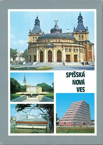 Postcard Zipser (Neudorf) Spišská Nová Ves Igló Divadlo, Hotel 1990