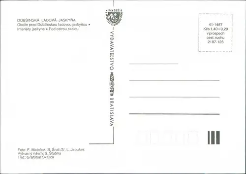 Postcard Dobschau Dobšiná DOBŠINSKÁ ĽADOVÁ JASKYŇA 1990