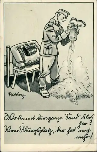 Ansichtskarte  Soldaten Humor, Ausschütteln der Stiefel, Militär 1940