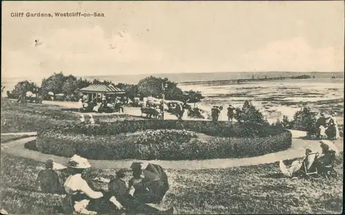Postcard Westcliff-on-Sea-Southend-on-Sea Cliff Gardens 1914