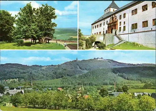 Ansichtskarte Augustusburg Erzgebirge Schloßlinde, Nordportal, Panorama 1982