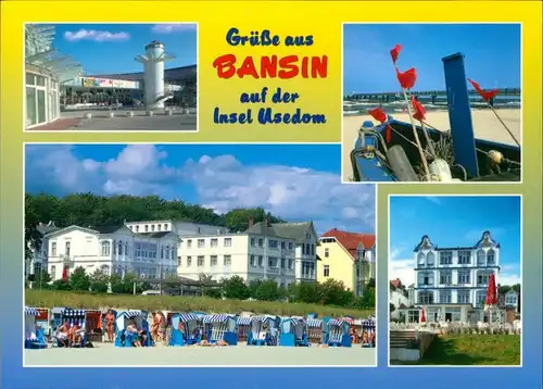 Bansin-Heringsdorf Usedom Boot am Strand, Hotels, Strandkörbe, Turm 2000