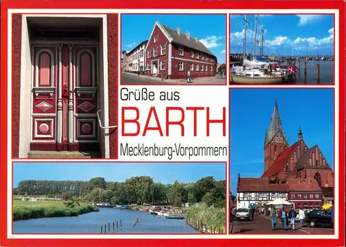 Ansichtskarte Barth Hafen, Portal, Kanal, Kirche 1995