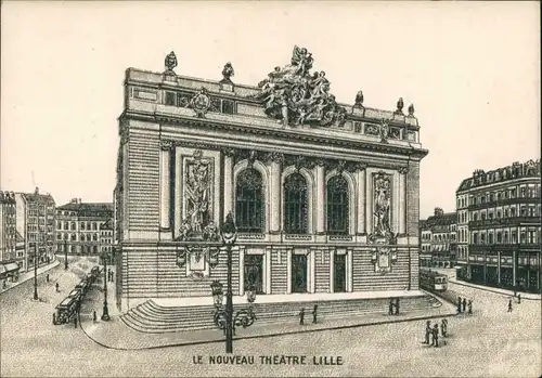CPA Lille Le nouveau Théatre/Theater Strassen Partie 1915
