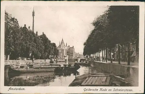 Amsterdam Amsterdam Geldersche Kade en Schreierstoren/  Kähne, Ufer-Partie 1920