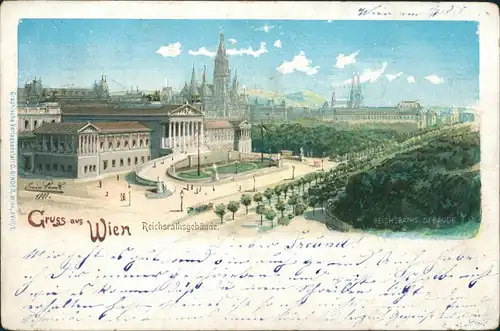 Ansichtskarte Wien Stadtpartie - Reichratsgebäude 1898