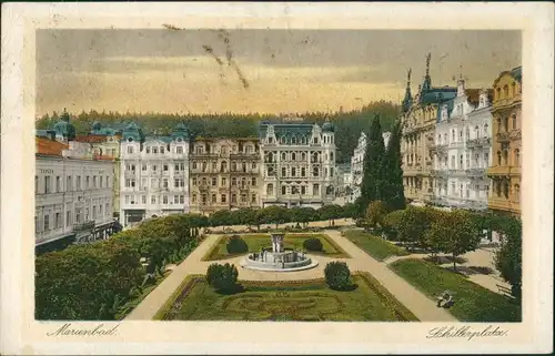 Postcard Marienbad Mariánské Lázně Schillerplatz 1927