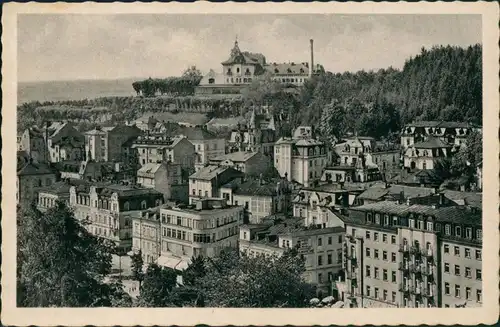 Postcard Marienbad Mariánské Lázně Straße - Cafe Egerländer 1938