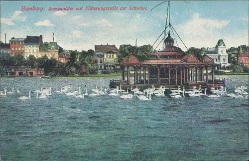 Ansichtskarte Hamburg Schwanenhaus auf der Außenalster 1900/1973 REPRO