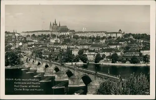 Prag Praha Karlsbrücke/Karlův most, Gesamtansicht Blick zur Burg 1936