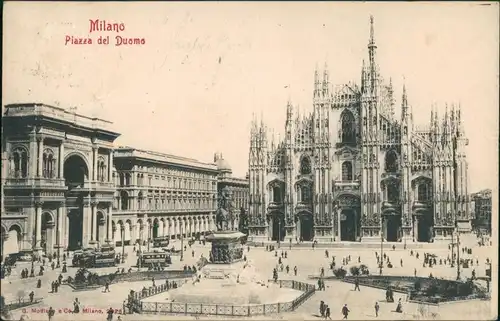 Cartoline Mailand Milano Piazza del Duomo/Verkehr mit Straßenbahn 1903