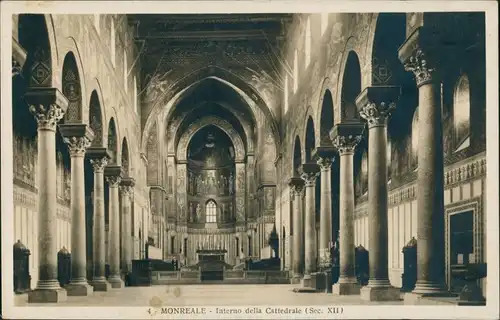 Cartoline Monreale Interno della Cattedrale 1930