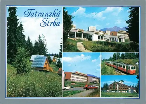 Postcard Tatranská Štrba Hotels, Eisenbahn 1987