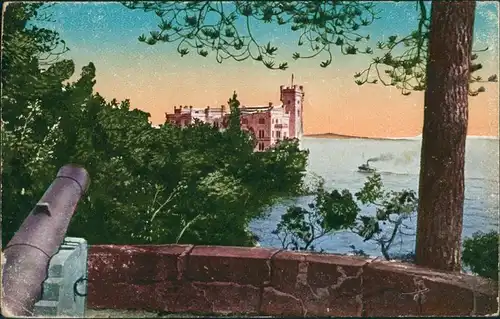 Triest Trieste Schloss Miramar (Castello di Miramare), alte Kanone 1910