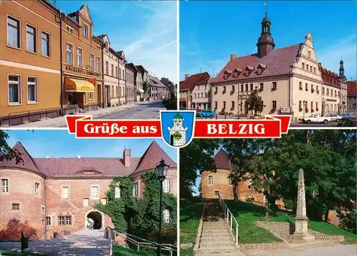 Ansichtskarte Bad Belzig Bäckerei, Rathaus, Burg 1995