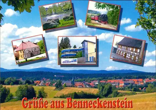 Ansichtskarte Benneckenstein Panorama, Harzquerbahn, Schwimmbad, Freiheit 2000
