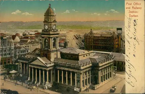 Durban Post Office and Railway Station/Post und Bahnhof Panorama Blick 1911