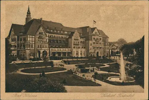 Bad Kudowa Kudowa-Zdrój Kurhotel Fürstenhof, Park mit Springbrunnen 1925