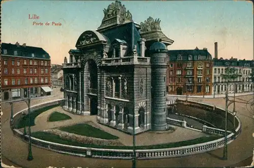 Lille Stadtansicht, Porte de Paris, Kreisel Verkehrsführung 1915