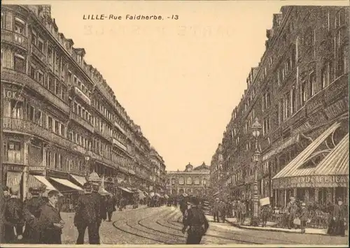 CPA Lille Rue Faidherbe, belebte Strasse, Verkehr, Geschäfte 1910