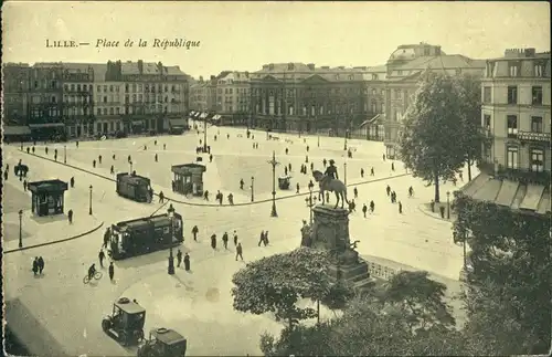Lille Place de la République/Stadtansicht mit Straßnbahn Tram, Denkmal 1915