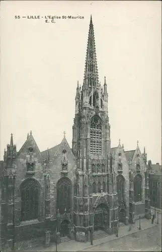 Lille Eglise St. Maurice/Moritzkirche, Postcard with Church 1910