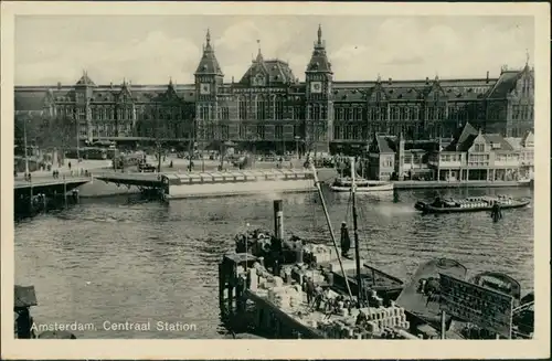Amsterdam  Hauptbahnhof Central Station, Centraal station, Binnenschiffe 1930
