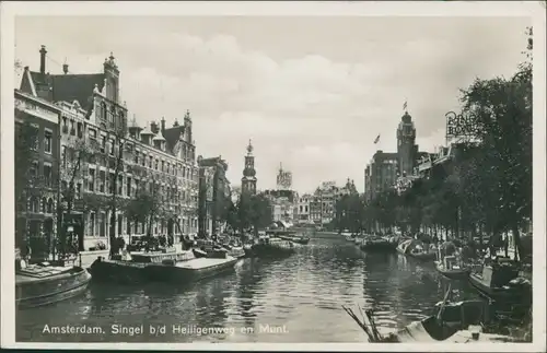 Amsterdam Amsterdam Singel, Grachten Partie mit Schiffen, Binnenschiff 1938
