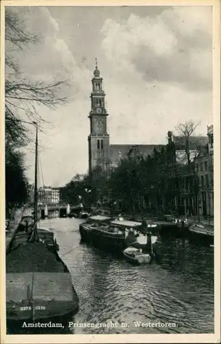 Amsterdam Amsterdam Prinsengracht m. Westertoren/Gracht Binnenschiffe 1930