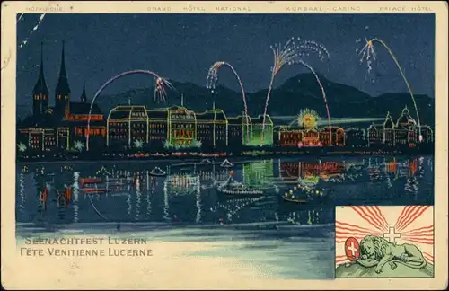 Ansichtskarte Luzern Lucerna Illumination - Seenachtfest 1910