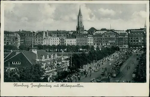 Ansichtskarte Hamburg Jungfernstieg, Alsterpavillon 1939