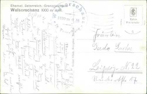 Ansichtskarte Riezlern-Mittelberg Grenzgasthof Walserschanz 1939