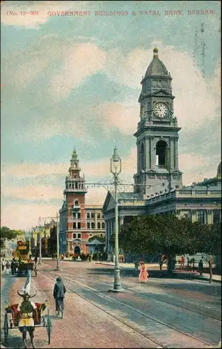 Postcard Durban Straßenpartie National Bank 1914