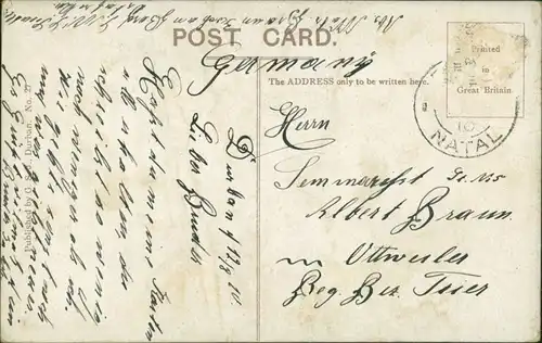 Postcard Durban Straßenpartie National Bank 1914
