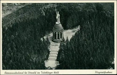 Ansichtskarte Hiddesen-Detmold Luftbild Hermannsdenkmal 1951
