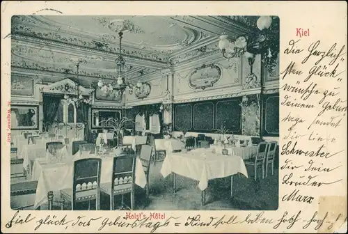 Ansichtskarte Kiel Speisesaal Holst Hotel 1908