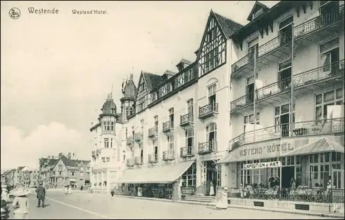Postkaart Westende-Middelkerke Westend Hotel - Straße 1911