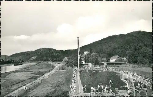 Ansichtskarte Bodenwerder Schwimmbad und Stadt 1965