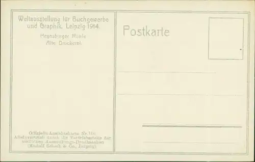 Ansichtskarte Leipzig Weltausstellung Buchgewerbe Heynsburger Mühle 1914