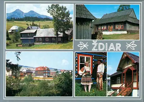 Postcard Morgenröthe Ždiar Zár Bauden, Trachten 1989