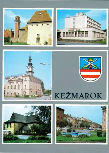 Postcard Kesmark Kežmarok Geschäfte, Straßenzug, Gebäude 1987